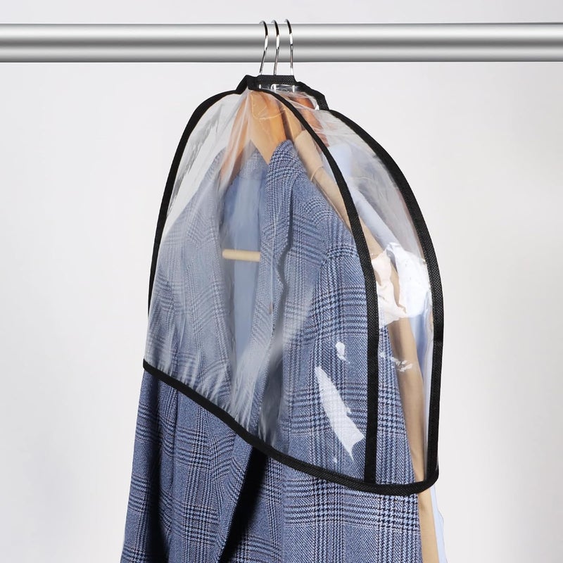 Zilink Clear Shoulder Covers for Clothes (Set of 15) Breathable Clothes Covers Dust Covers for Hanging Clothes with 2" Gusset for Suit, Coats, Jackets（Black） - Image 3